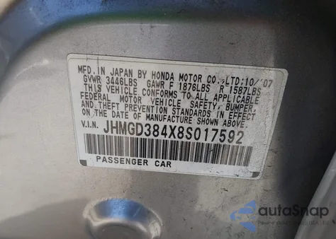 2008 Honda Fit from USA, damaged, VIN JHMGD384X8S017592